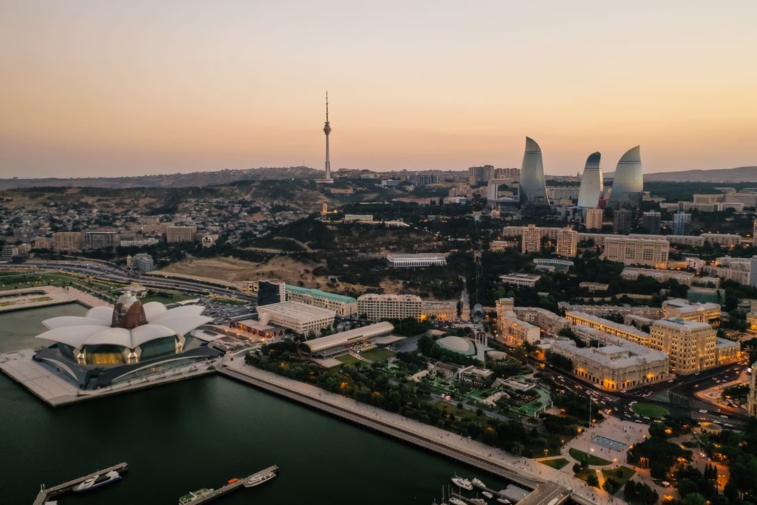 Baku skyline and the Caspian