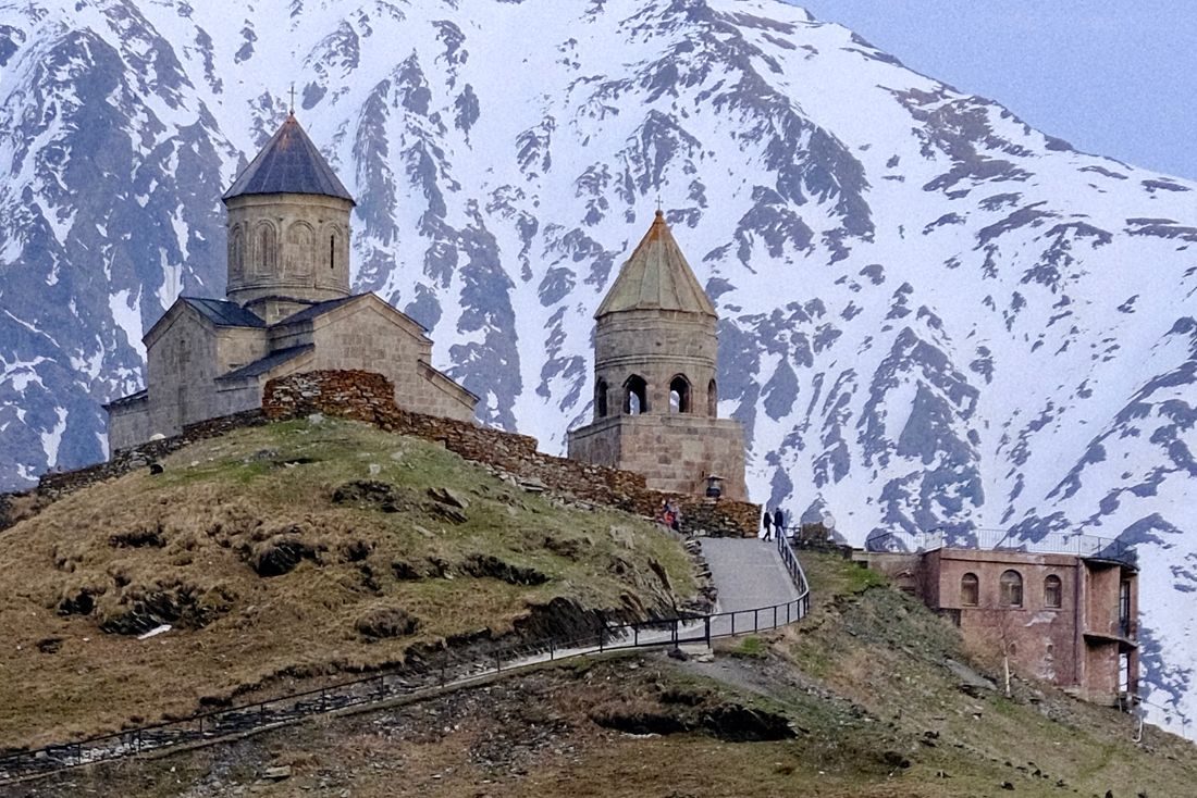 Gergeti Trinity Church below Mount Kazbek