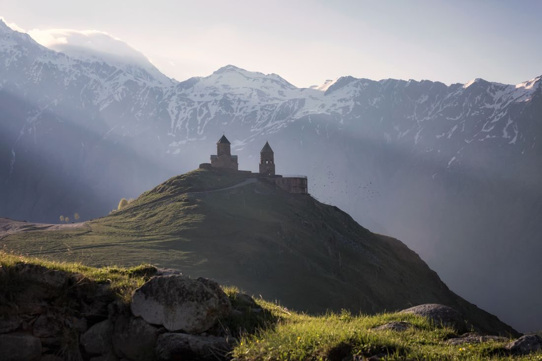 Hilltop church in the Georgian mountains