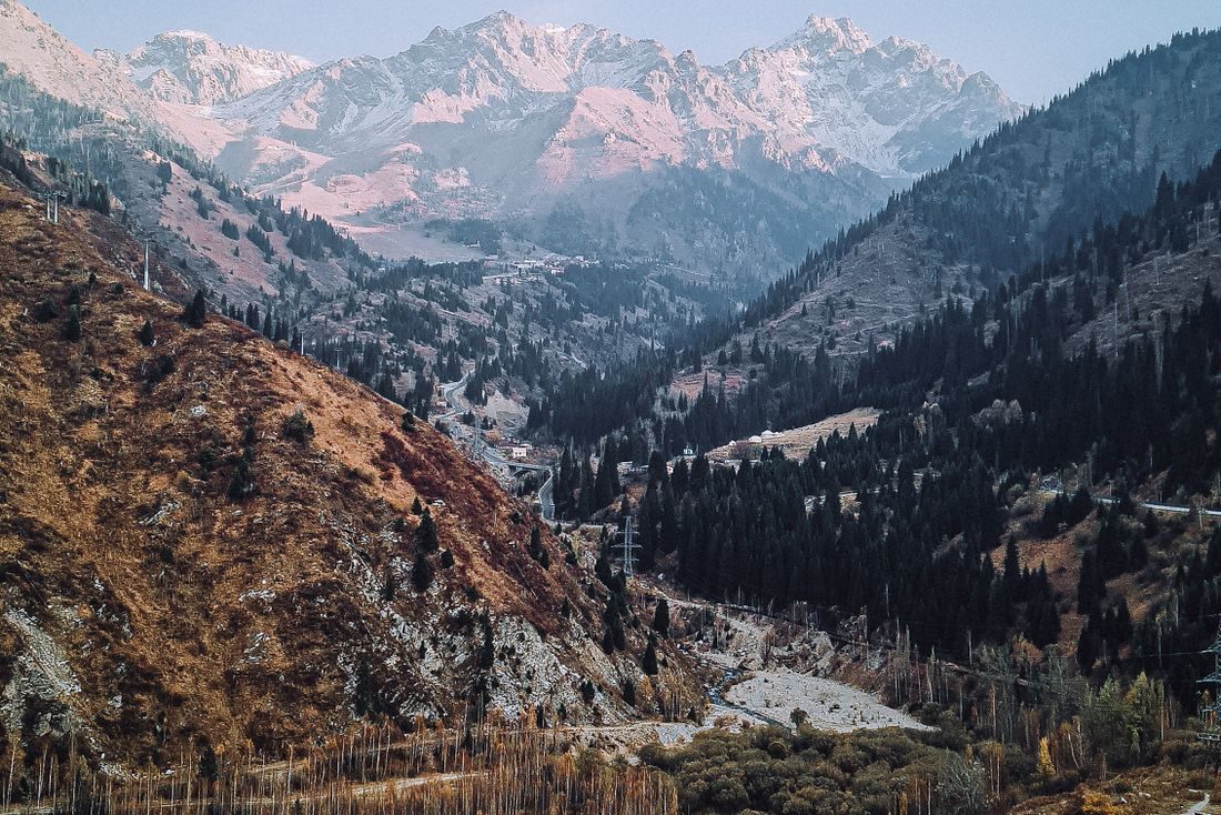 Snow-capped peaks and valleys, Almaty
