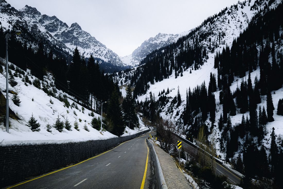 Road through the mountains near Almaty