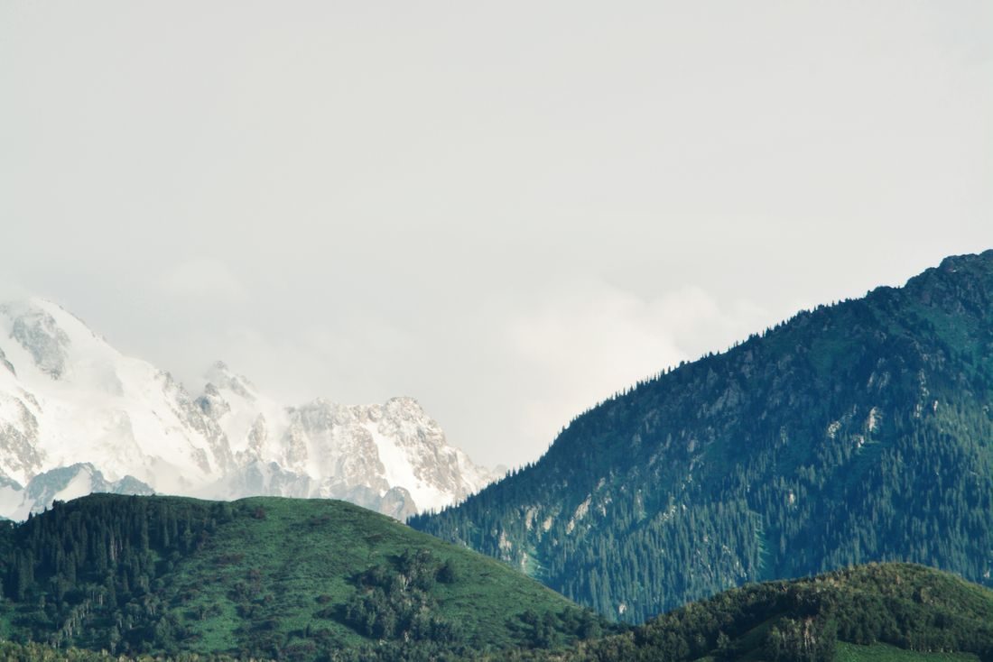 Green hills and distant peaks, Almaty
