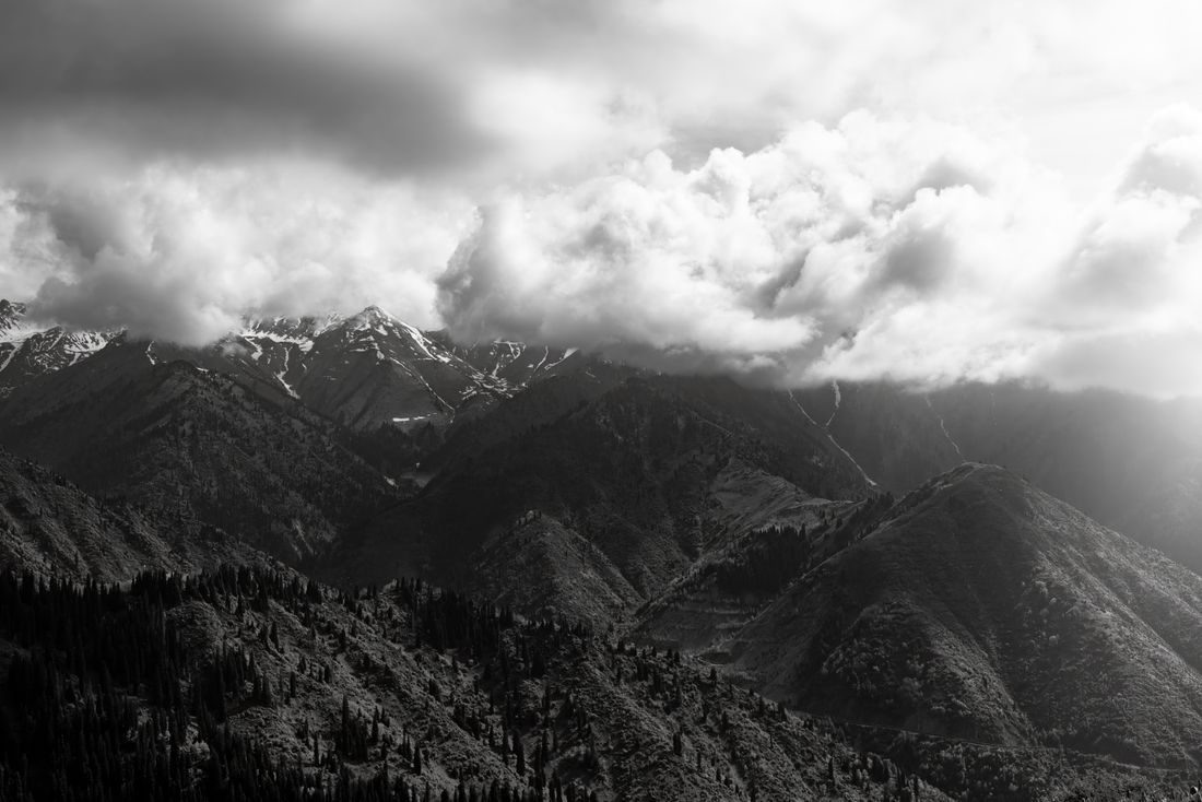 Almaty range with snowcapped peaks