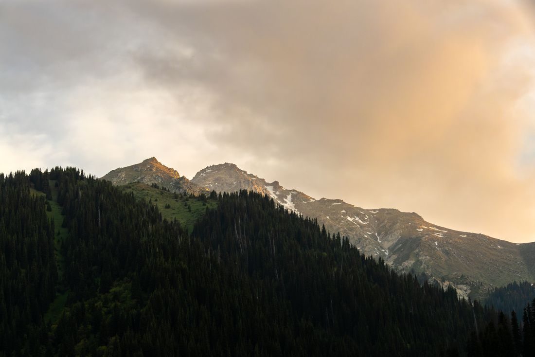 Sunrise over snow-capped Almaty
